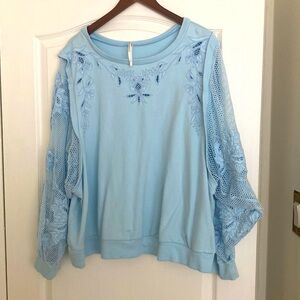 So pretty! Perfect romantic summer top in baby blue, Anthropologie 3x